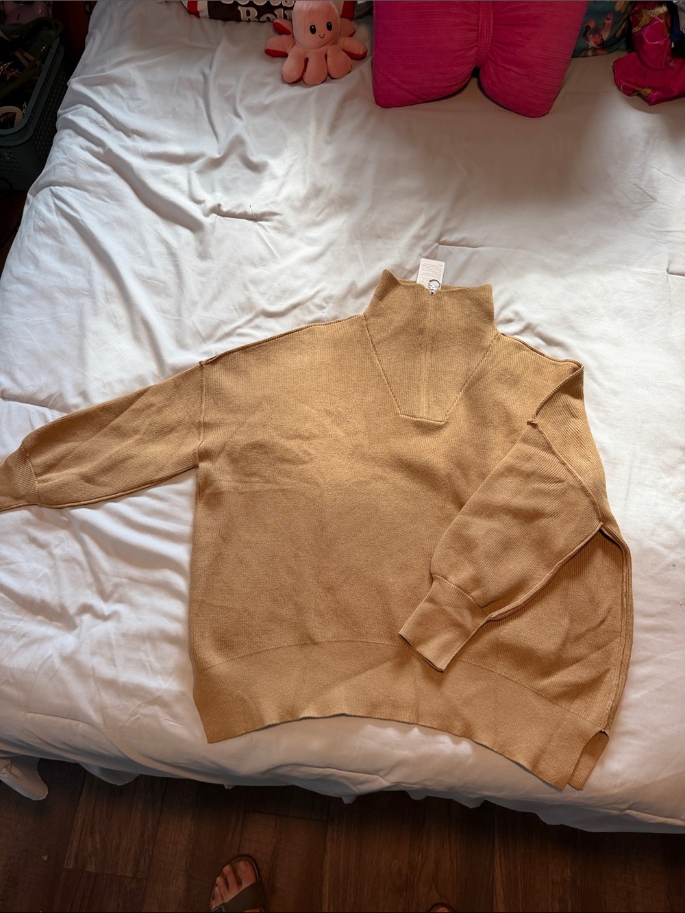 Relaxed Funnel Neck Sweater in Camel